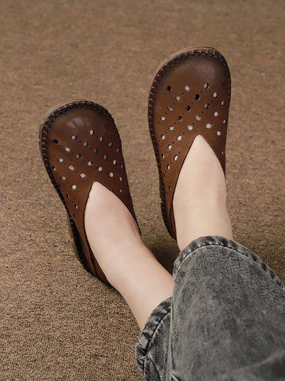 Leather Summer Cutout Flat Sandals Sc1026