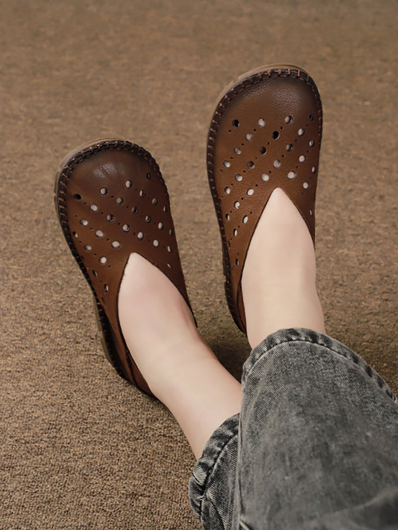 Leather Summer Cutout Flat Sandals Sc1026