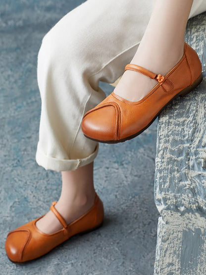 Summer Leather Spliced Soft Shoes Zz1038