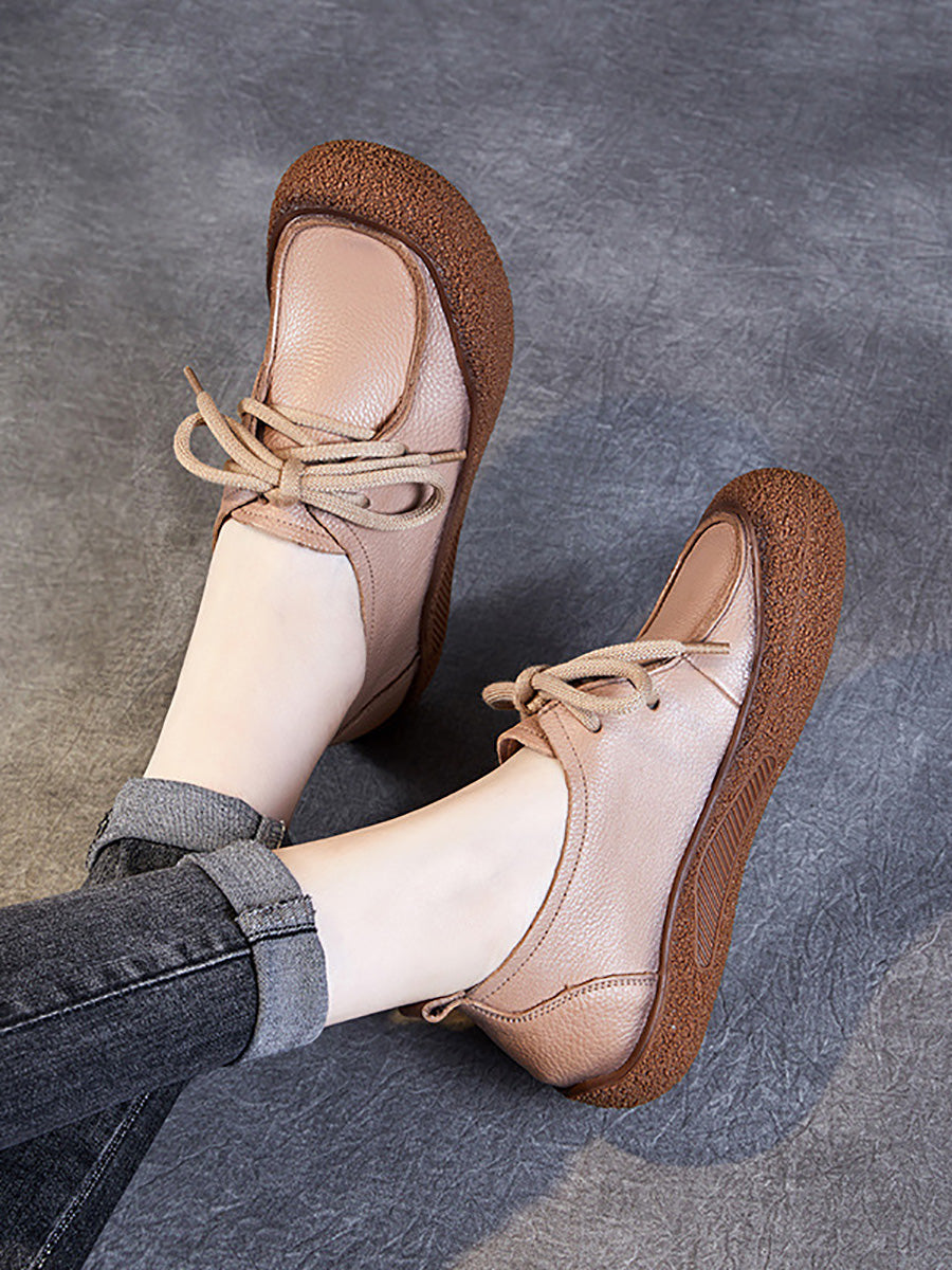 Autumn Soft Leather Strap Flat Shoes Ai1026