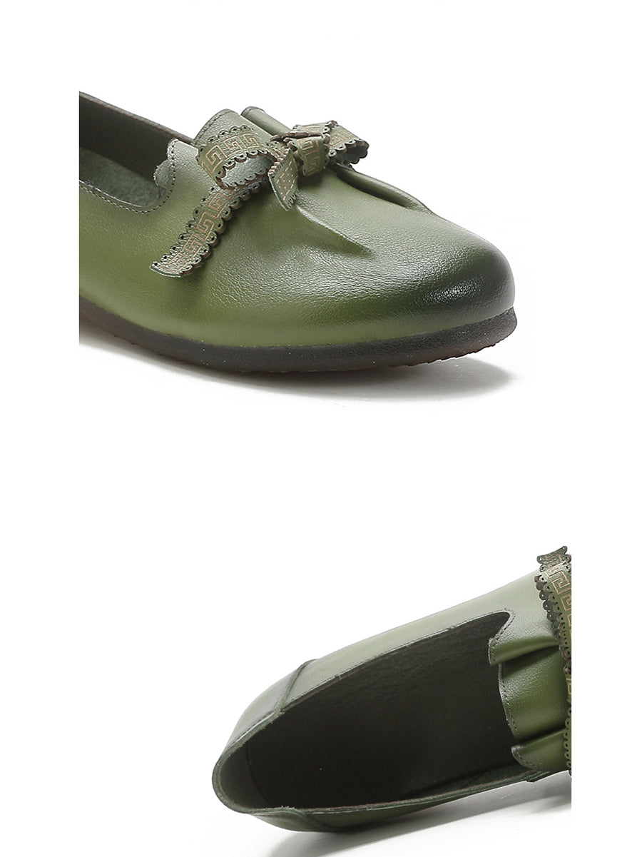 Summer Bowknot Spliced Leather Shoes Rr1049