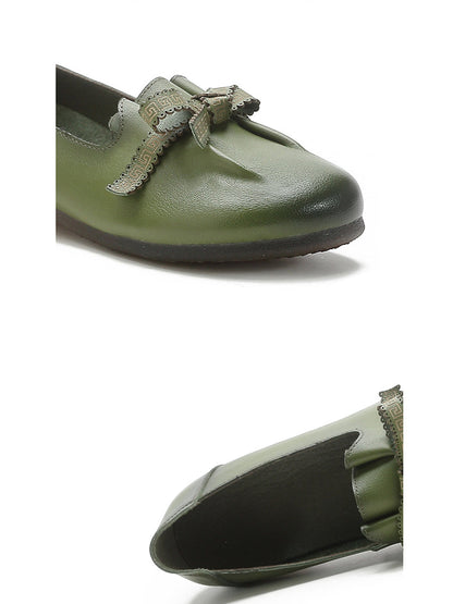Summer Bowknot Spliced Leather Shoes Rr1049