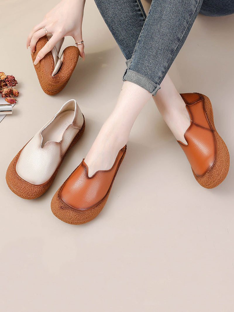 Summer Soft Genuine Leather Flat Shoes Cx042