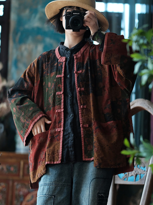 Spring Spliced Button Up Shirt Coat Pa1034