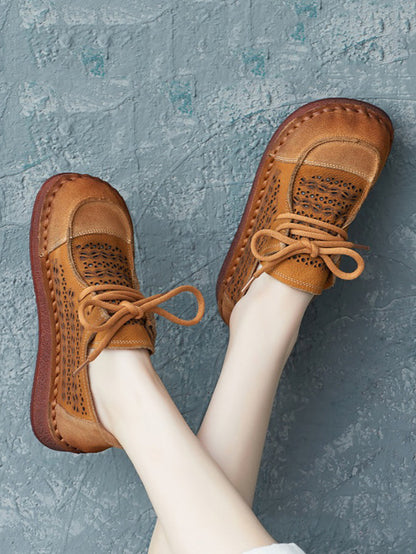 Summer Colorblock Leather Flat Shoes As1053