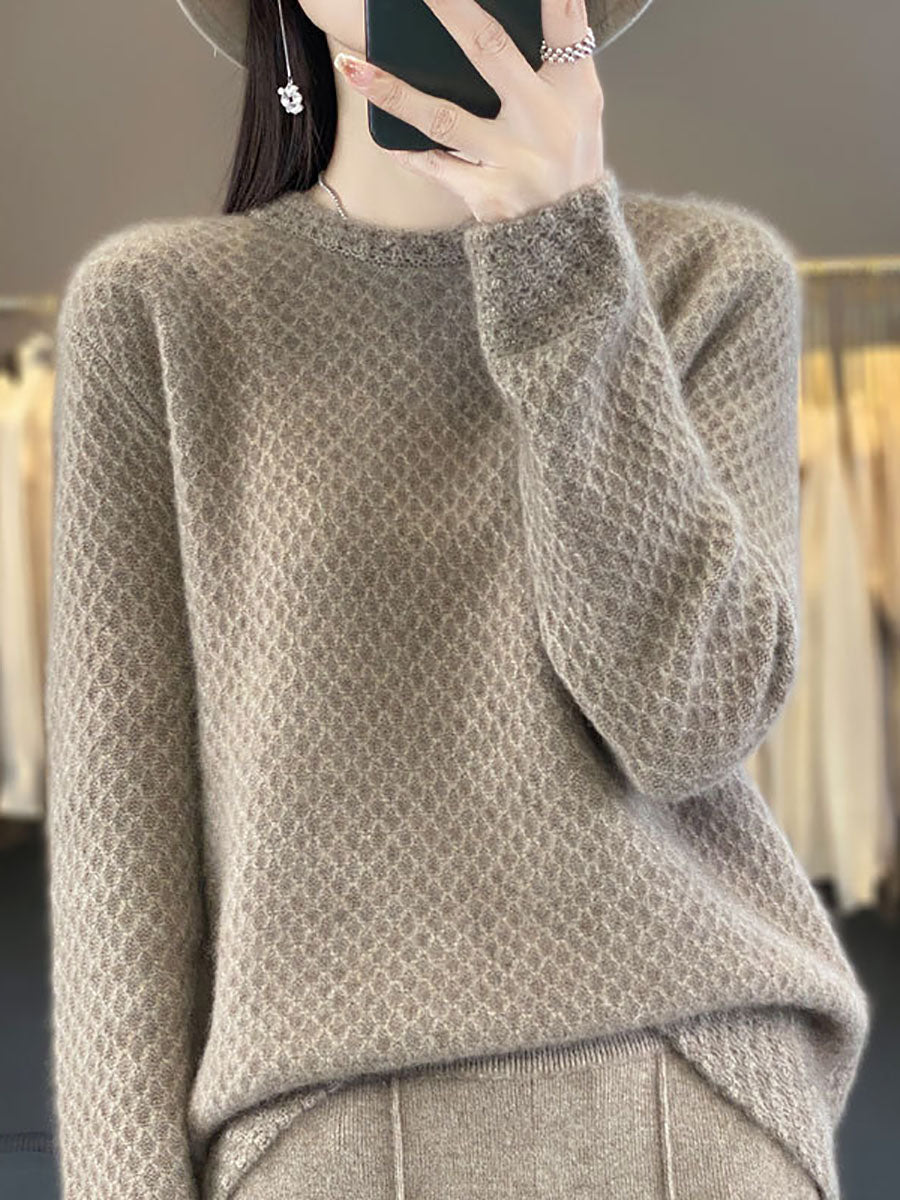 Autumn Knit 100%wool O-neck Sweater Qm005