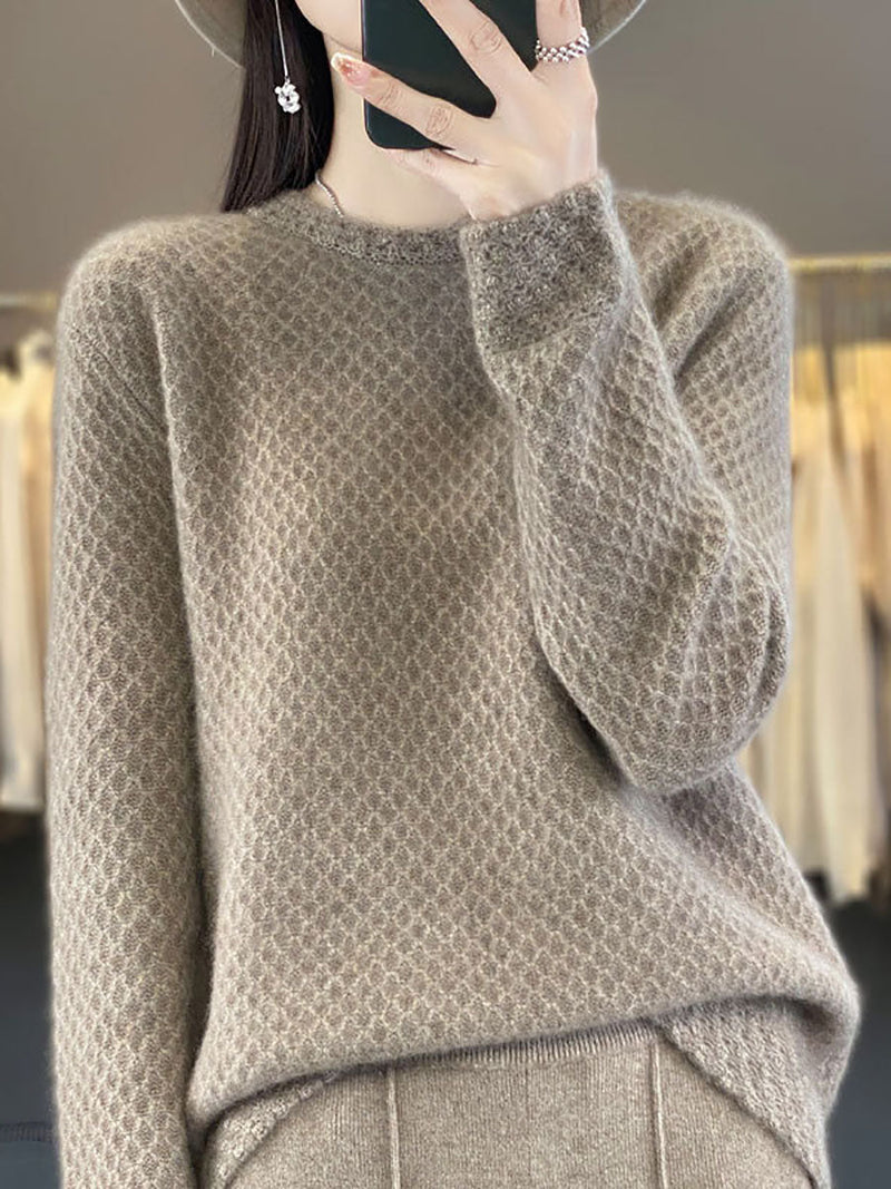 Autumn Knit 100%wool O-neck Sweater Qm005