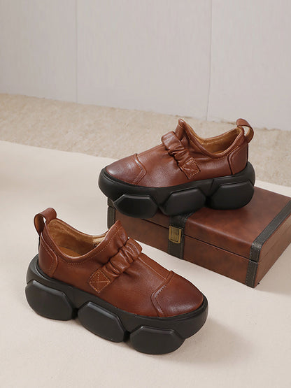 Autumn Stylish Soft Leather Platform Shoes Ah1001
