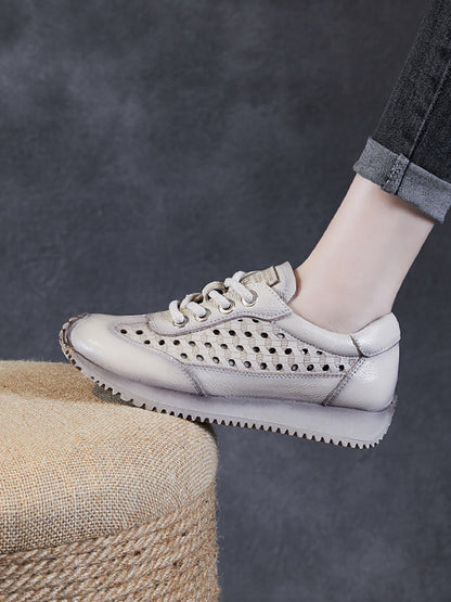 Summer Genuine Leather Cutout Platform Shoes Cv1034