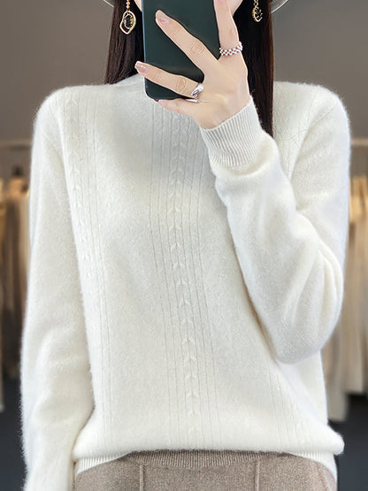 Autumn Cable Knit 100%wool Half Turtleneck Sweater Qn028