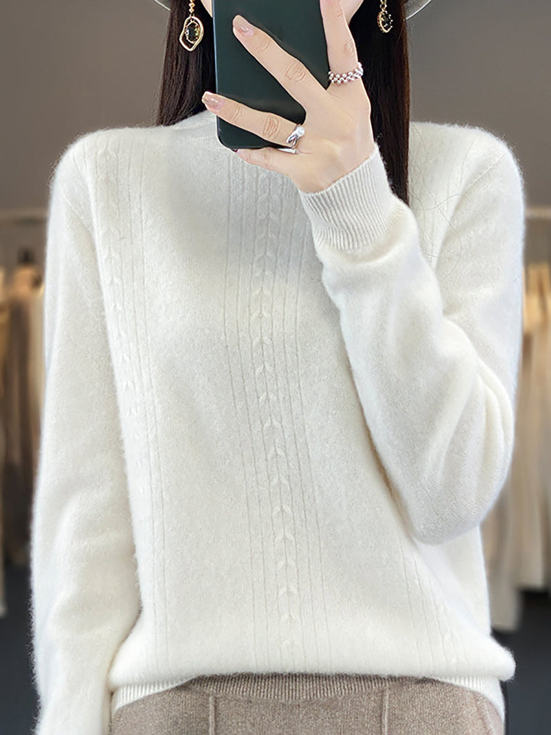Autumn Cable Knit 100%wool Half Turtleneck Sweater Qn028