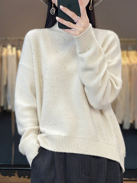 Autumn Knit 100%wool Half-turtleneck Sweater Wu009