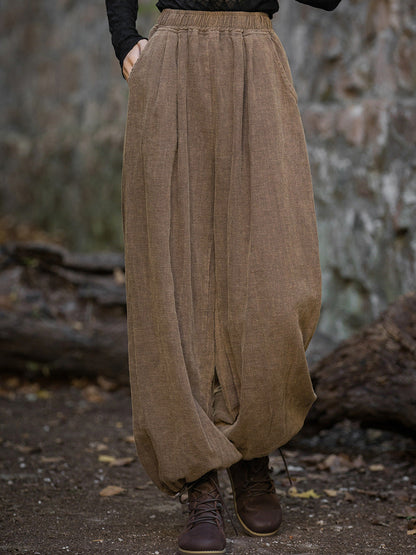 Autumn Loose Ramie Cuffed Pants At1013