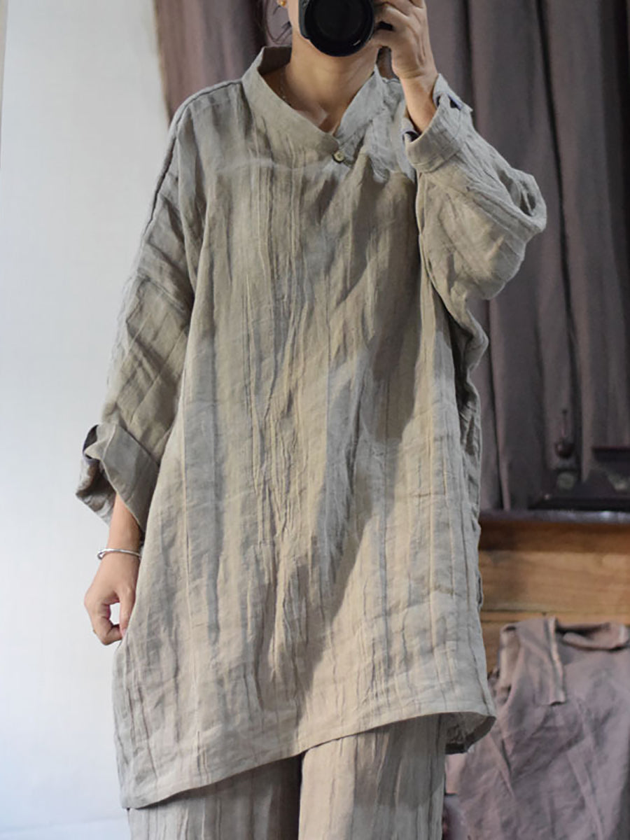 Linen Loose Long Blouse Kl1033