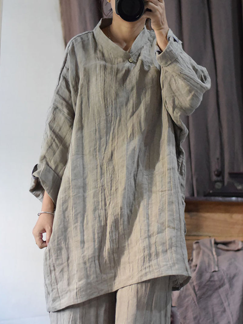 Linen Loose Long Blouse Kl1033