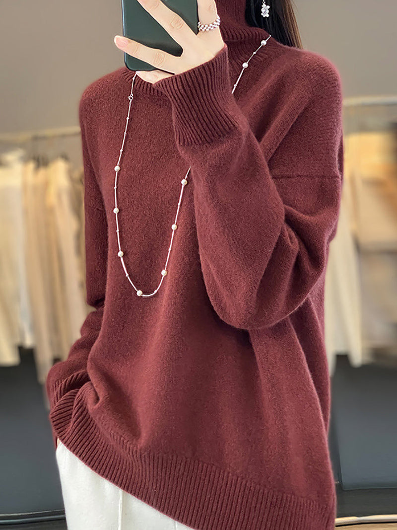 Autumn Turtleneck 100%wool Sweater Qu012