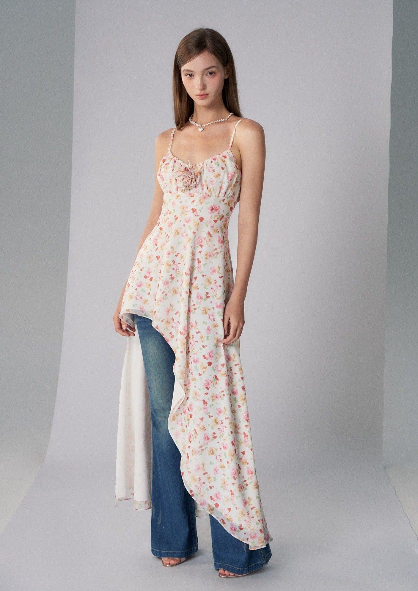 Diagonal Split Hem Maxi Dress