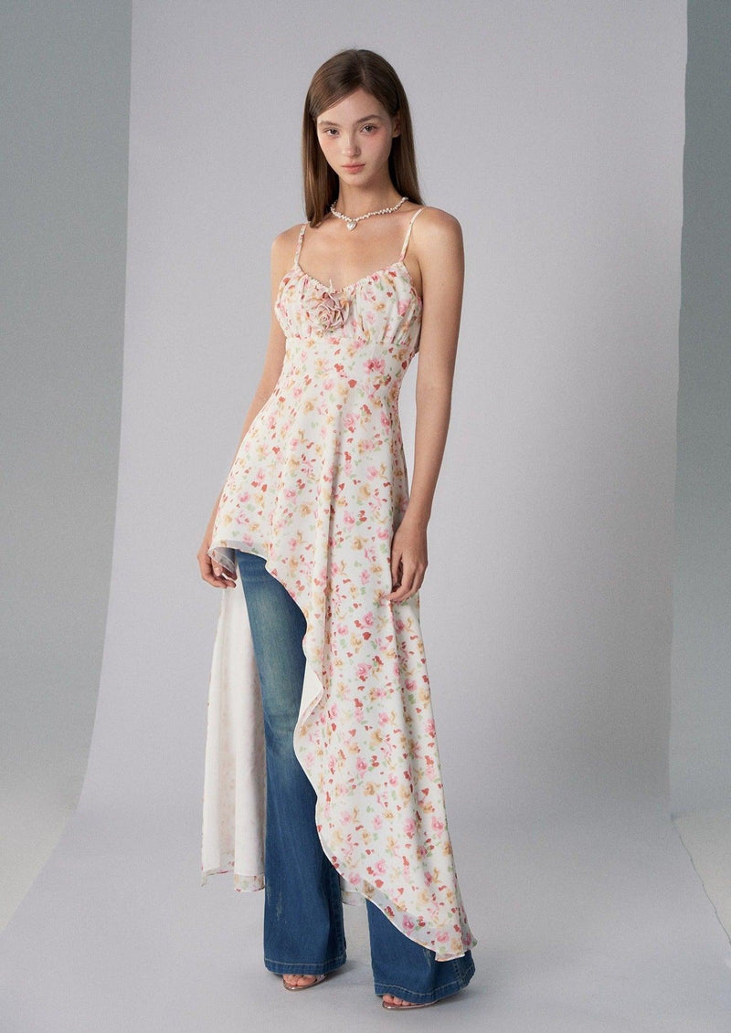 Diagonal Split Hem Maxi Dress