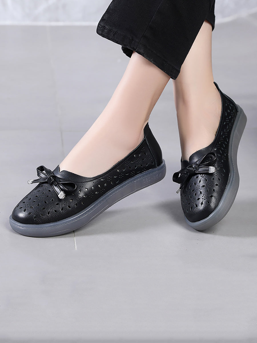 Summer Cutout Leather Flat Shoes Kl1043
