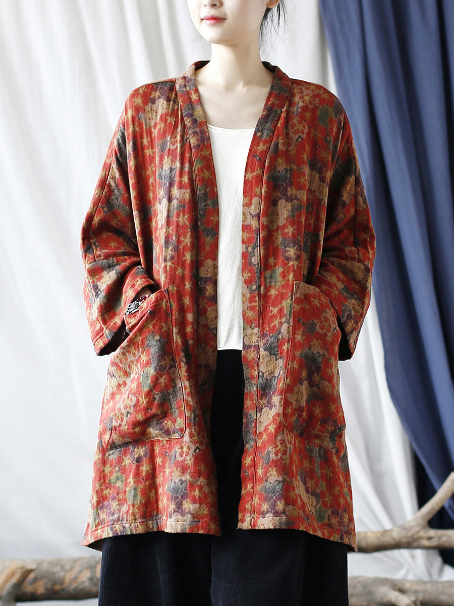 V-neck Pocket Cardigan Coat Rr019