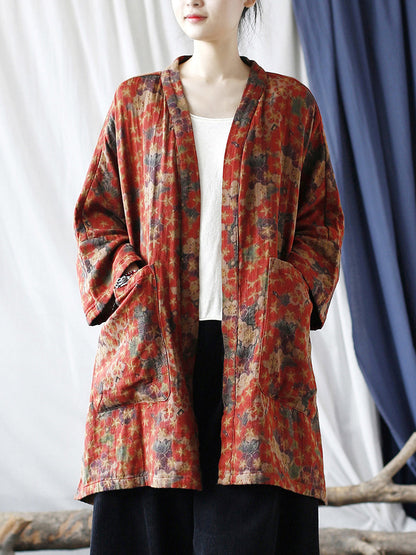 V-neck Pocket Cardigan Coat Rr019