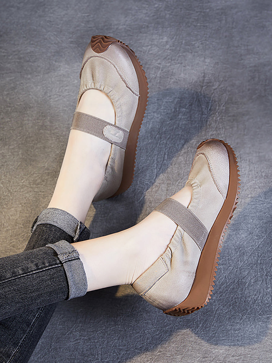 Summer Retro Leather Platform Shoes Sc1025