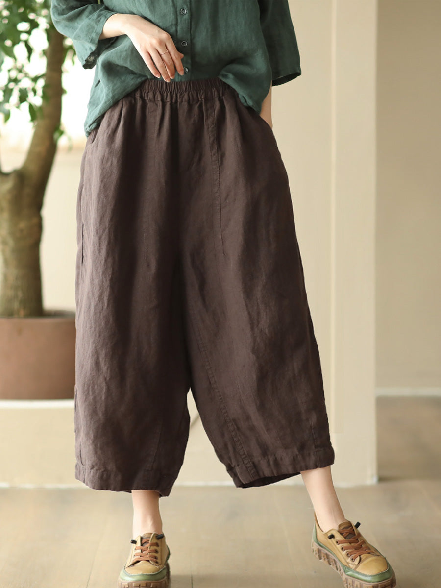 Summer Retro Linen Loose Harem Pants Fd009