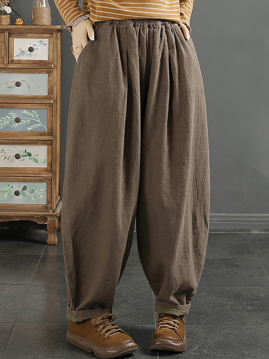 Autumn 100%linen Pure Color Harem Pants At1072