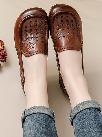 Summer Cutout Genuine Leather Shoes Oo1020