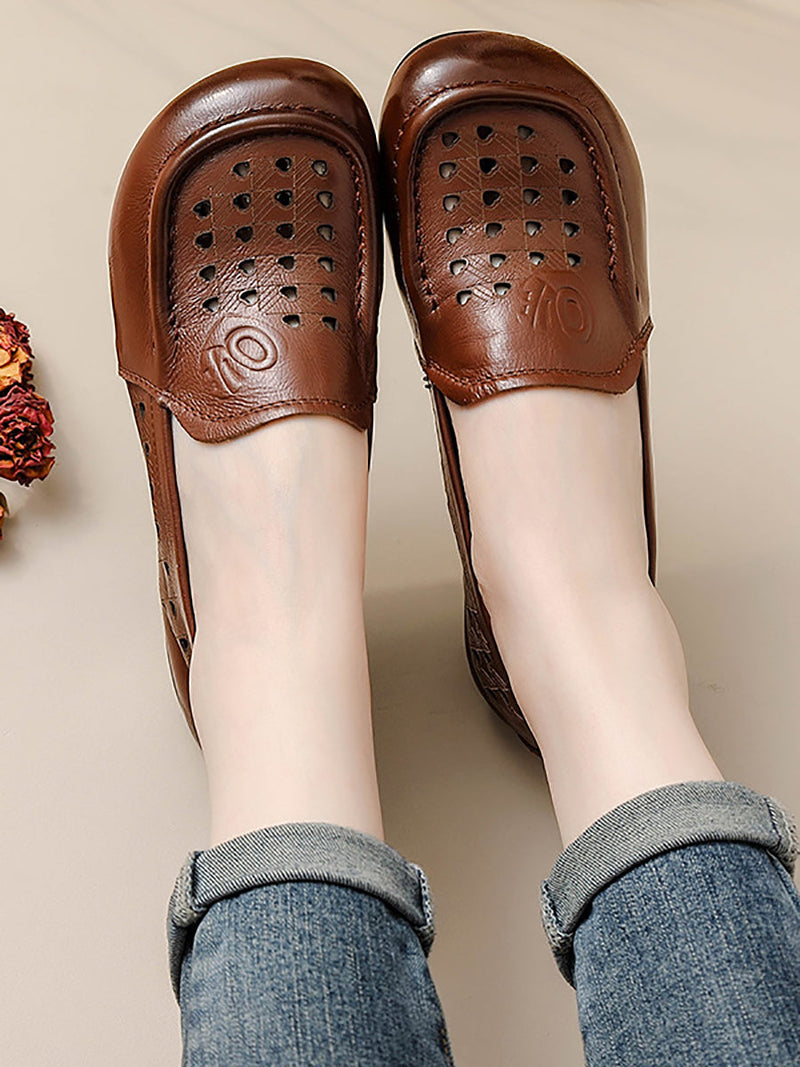 Summer Cutout Genuine Leather Shoes Oo1020