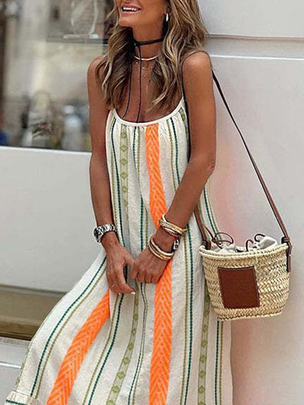New Printed Sling Loose Dress