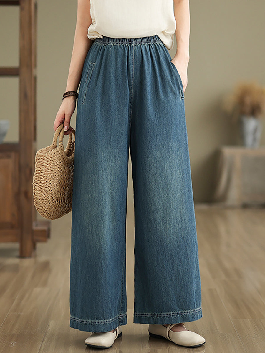 Artsy Summer Loose Denim Wide-leg Pants As1031