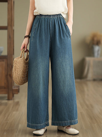 Artsy Summer Loose Denim Wide-leg Pants As1031