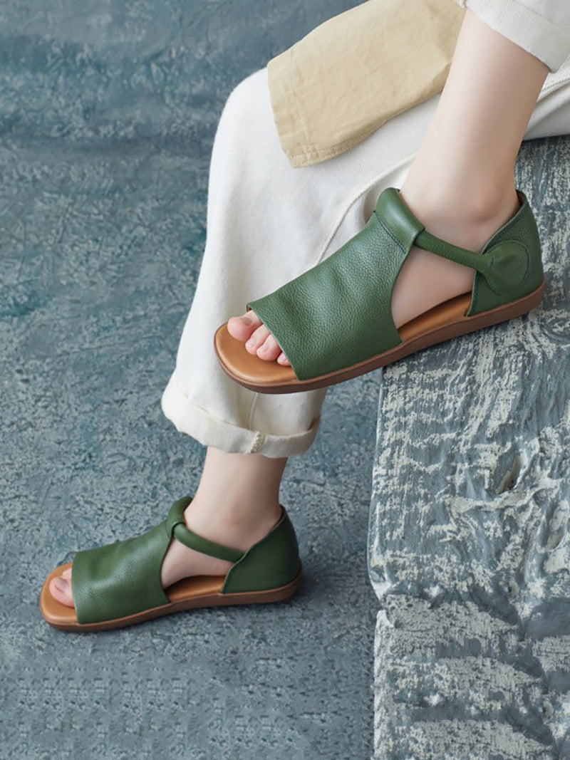 Summer Leather Flat Sandals Ui1013