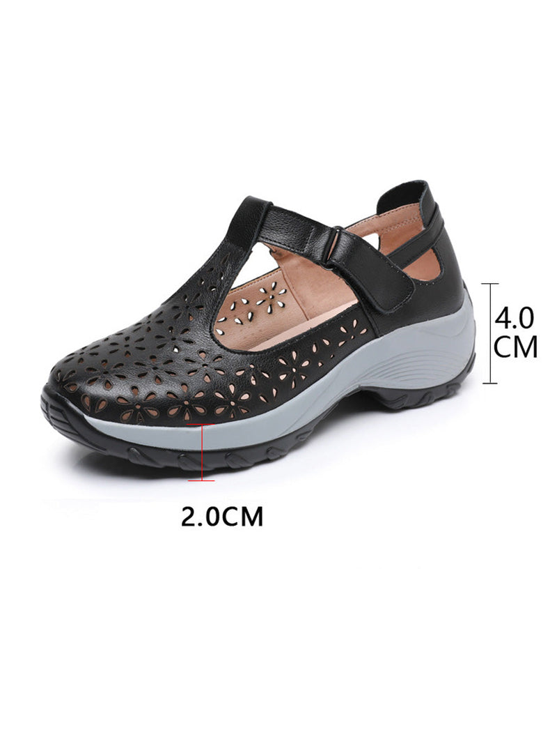 Summer Leather Cutout Platform Shoes Pa1025
