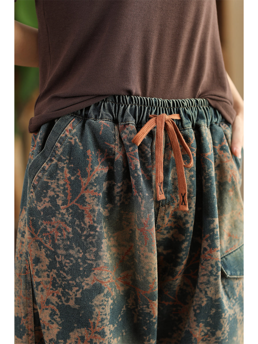 Tie-dye Autumn Strap Denim Harem Pants Ai1028