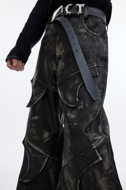 Embroidered Leather Pants