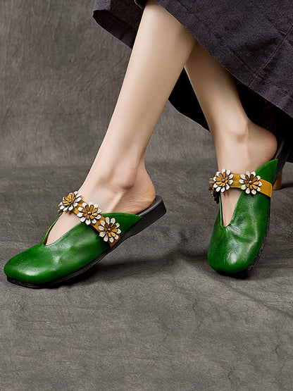 Summer Flower Leather Slippers Sc1011