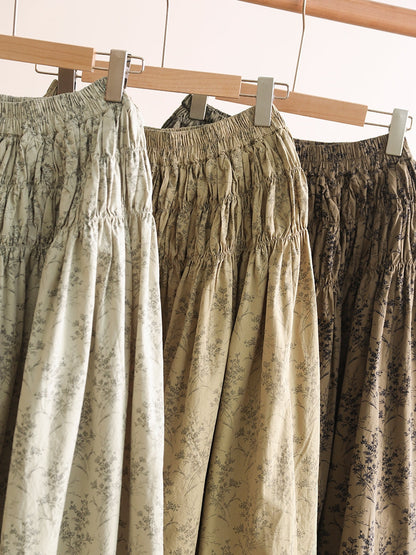 Summer Artsy Shirred Cotton Skirt We1042