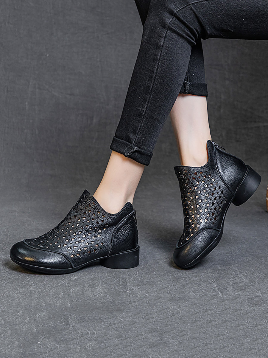 Summer Leather Soft Cutout Boots Ui1029