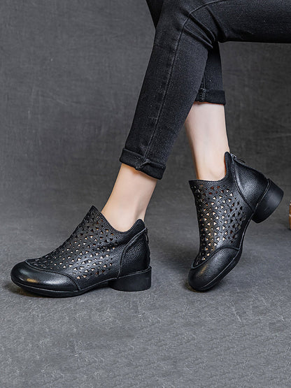 Summer Leather Soft Cutout Boots Ui1029