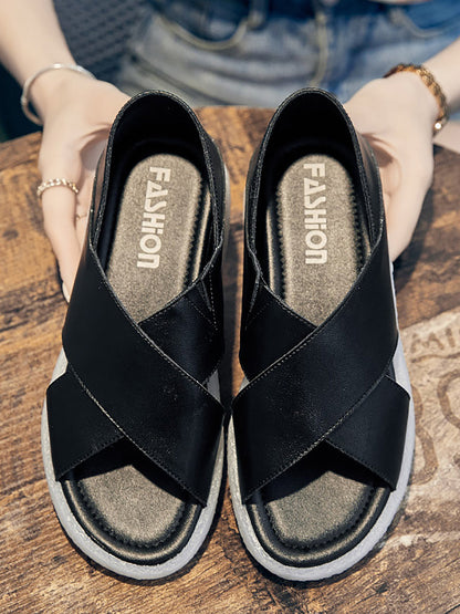 Summer Leather Low Heel Sandals Zz1001