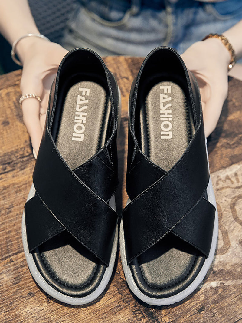 Summer Leather Low Heel Sandals Zz1001