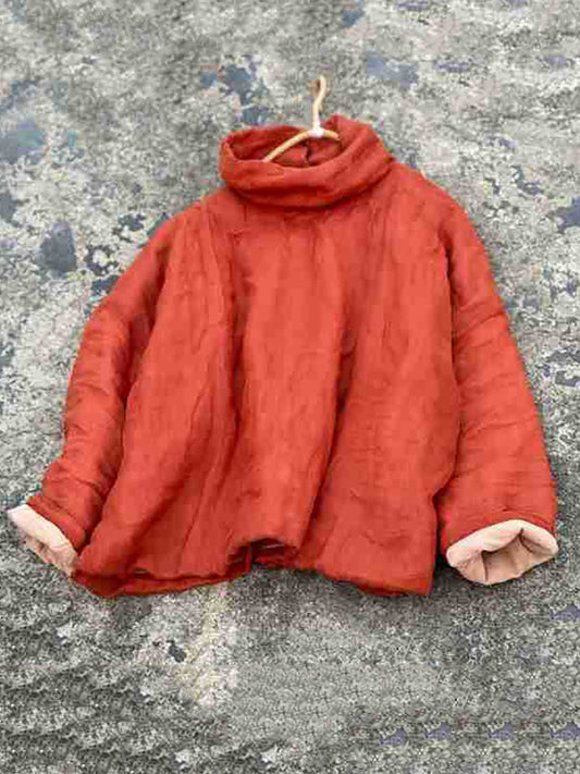 Autumn Turtleneck Ramie Padded Coat Qm029