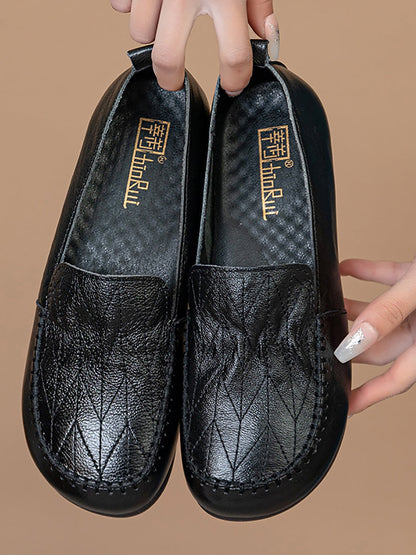 Genuine Leather Stitching Low Heel Shoes As1015