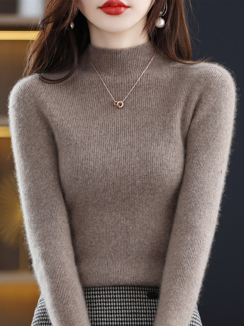 Autumn Half-turtleneck Wool Knit Sweater Ak1041