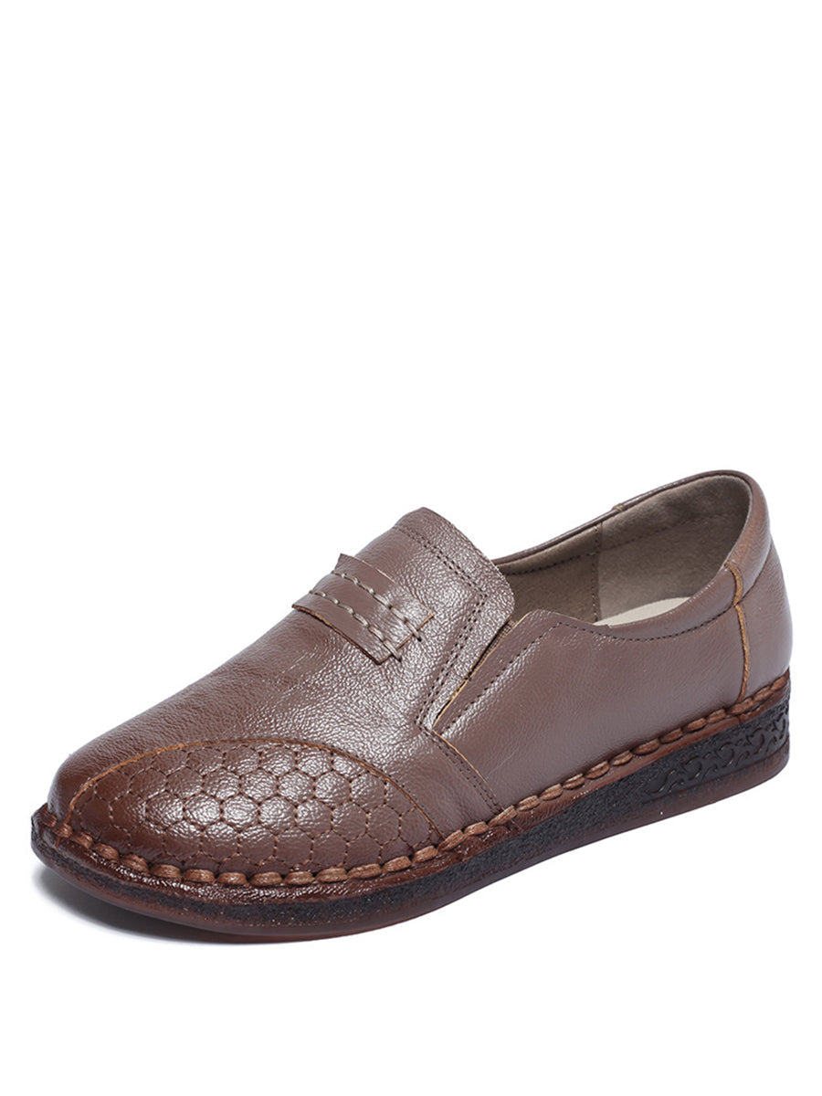 Summer Leather Spliced Low Heel Shoes As1010