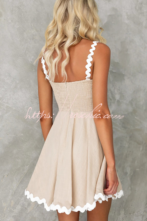 Aimie Color Wavy Lace Suspender Mini Dress
