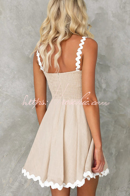 Aimie Color Wavy Lace Suspender Mini Dress
