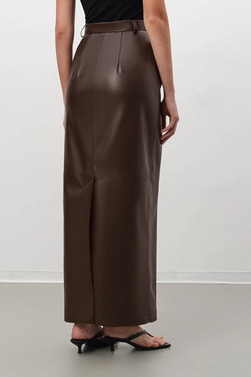 Faux Leather Pencil Maxi Skirt